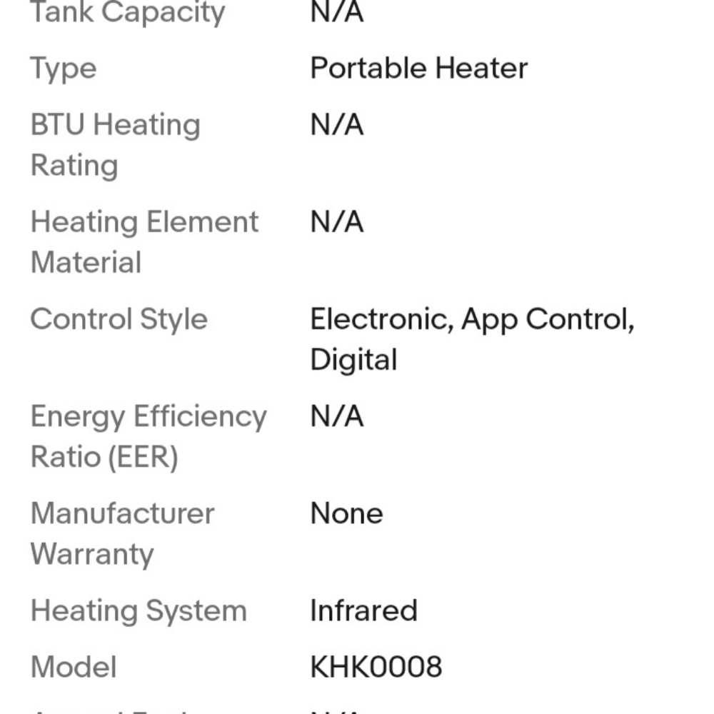 SMART heater light oak 1500V model khk0008 DUMPING power off - Picture 3 of 6